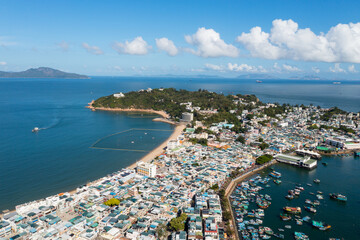 Fototapeta premium Aerial view of Cheung Chau island in Hong Kong city