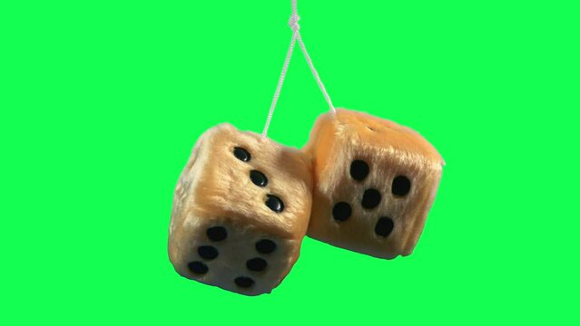 Furry Dice Inside Car Or Truck Bumpy Ride Greenscreen
