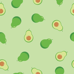 Vector seamless pattern with avocado. Tropical background with exotic fruit.