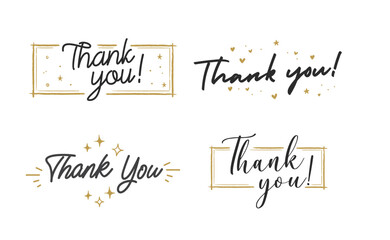 Thank you lettering. Vector illustration hand drawn. Calligraphic thanks message.
