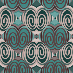 Seamless pattern in the spirals of a mosaic in retro style. Decorative abstract circle vintage ornament