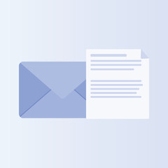 Email envelope with open blank. Isolated on blue background. Illustration for email newsletters and the web