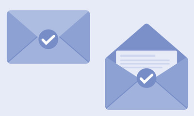 Email envelope with open blank. Isolated on blue background. Illustration for email newsletters and the web