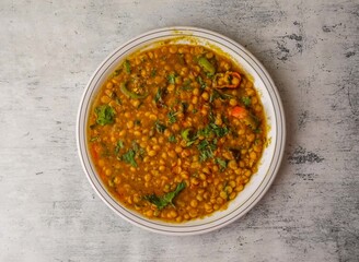 Daal chana fry served in a plate isolated on background top view of indian and pakistani desi food