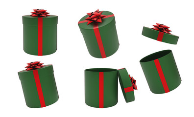 3D gift boxes with bow and ribbon elements set isolated