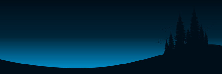 pine tree silhouette in sunset landscape vector illustrattion good for wallpaper, background, backdrop, banner, tourism, adventure and design template