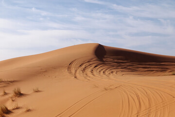 Peaceful view of beautiful Sand dunes of the Sahara desert, Morocco