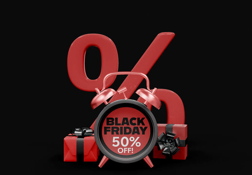 Black Friday with Alarm Clock Mockup
