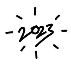 Happy New Year 2023, simple hand drawn, New year, Happy party,