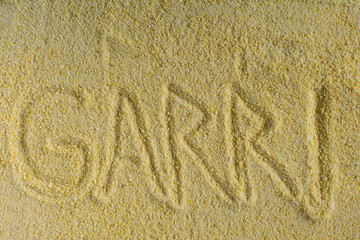 Yellow garri, top view of nigerian garri, fried cassava, garri for eba, nigerian food	