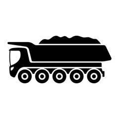 Big mining dump truck icon. Black silhouette. Side view. Vector simple flat graphic illustration. Isolated object on a white background. Isolate. © far700