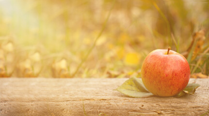 apple on a wooden background. autumn concept
