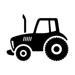 Wheel tractor icon. Black silhouette. Side view. Vector simple flat graphic illustration. Isolated object on a white background. Isolate.