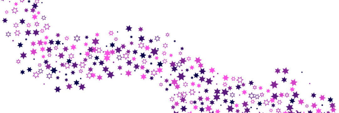 Falling confetti stars. Blue and pink stars on a white background. Festive background. Abstract texture on a white background. Design element. Vector illustration, eps 10.