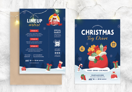 Christmas Toy Drive Flyer Poster Layout