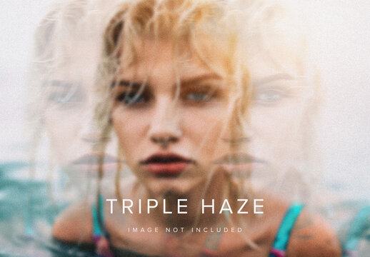 Triple Haze Blurred Photo Effect Mockup