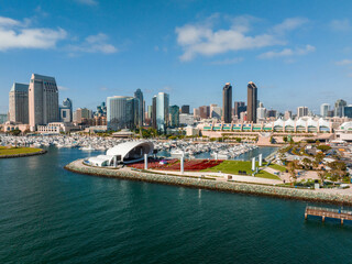 Fototapeta na wymiar Panorama aerial view of San Diego skyline and Waterfront. Beautiful skyline of San Diego.