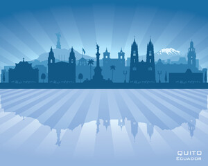 Quito Ecuador city skyline vector silhouette - obrazy, fototapety, plakaty