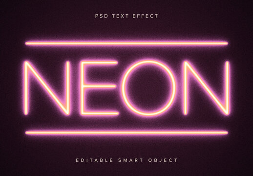 Pink Neon Text Effect Mockup