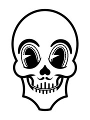 A stylized illustration of a blank calavera inspired by 1930's cartoons; part of a series of variations.