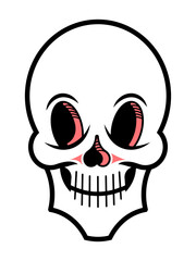 A stylized illustration of a blank calavera inspired by 1930's cartoons; part of a series of variations.