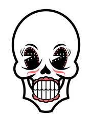 A stylized illustration of a blank calavera inspired by 1930's cartoons; part of a series of variations.