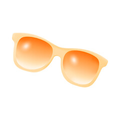 Orange or yellow sunglasses 3D icon. Glasses for summer, beach or sunbathing 3D vector illustration on white background. Traveling, vacation, holiday, accessories, summer concept