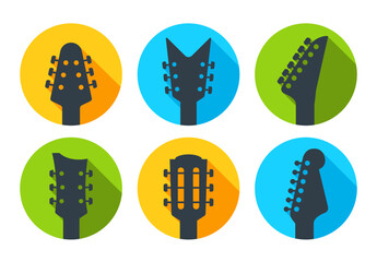 Guitar acoustick pick vector design icon flat logo. Mediator guiatar music symbol headstock