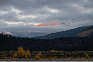 Cloudy autumn landscape with mountains, Twin Lakes Colorado