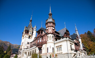 Fototapeta na wymiar Peles Castle, summer residence of royal family, located in Transylvania Romania