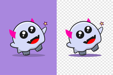 cute ghost smile and take a star.Vector illustration in a cartoon style.