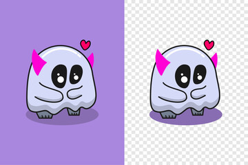 cute ghost in love.Vector illustration in a cartoon style.