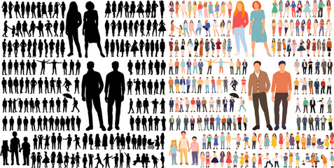 men and women set silhouette design isolated vector