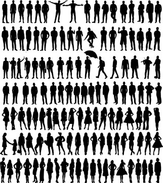 people set silhouette design isolated vector