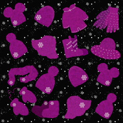 fur socks, winter, winter clothes, winter shoes, knitted socks, fluffy collar, fluffy scarf, knitted scarf, fluffy winter hat, faux fur hat, snowflakes, warm winter clothes, fluffy faux fur mittens, w