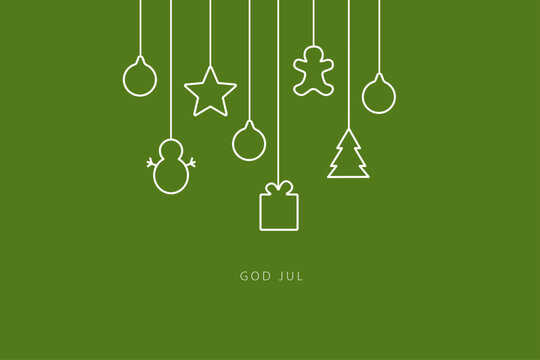 Merry Christmas lettering in Swedish (God Jul). Card template. Vector illustration