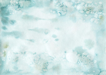 Fototapeta na wymiar Watercolor vintage blue background. Retro underwater texture for creative design