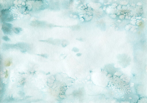 Watercolor vintage blue background. Retro underwater texture for creative design