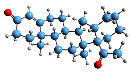 3D image of Pentarane A skeletal formula - molecular chemical structure of steroidal progestin isolated on white background
