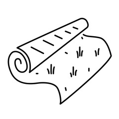 Turf roll icon. Artificial grass roll icon. Lawn roll representation. Vector illustration of rolled lawn real grass. 