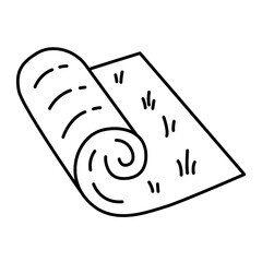 Turf roll icon. Artificial grass roll icon. Lawn roll representation. Vector illustration of rolled lawn real grass. 