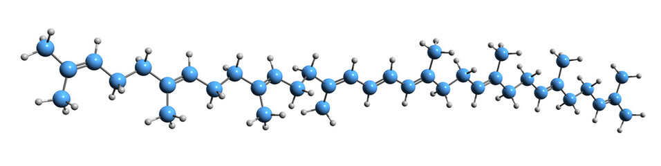 Obraz premium 3D image of Phytoene skeletal formula - molecular chemical structure of 15-cis-Phytoene isolated on white background 