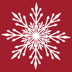 Red background with a white snowflake.