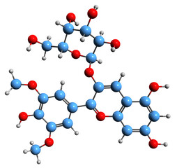 3D image of Primulin skeletal formula - molecular chemical structure of anthocyanin isolated on white background
