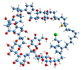 3D image of Prymnesin-В1 skeletal formula - molecular chemical structure of  hemolytic phycotoxin isolated on white background
