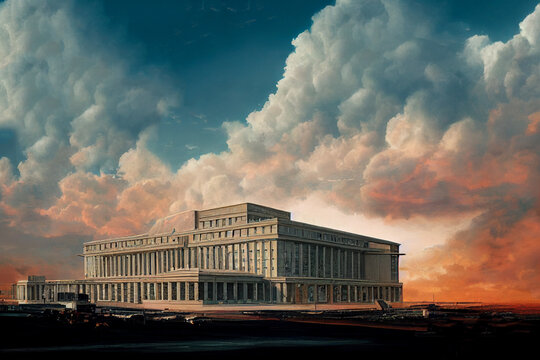 Pentagon Building. Architecture Of The American Military Headquarters.