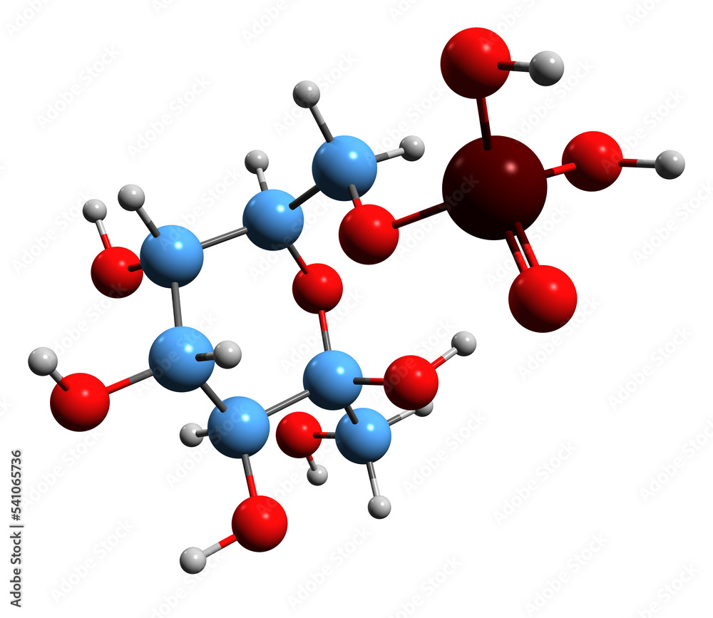 Wall mural  3D image of Sedoheptulose 7-phosphate skeletal formula - molecular chemical structure of  pentose phosphate pathway intermediate isolated on white background
