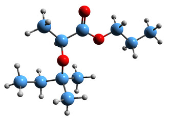 Obraz premium 3D image of sclareolate skeletal formula - molecular chemical structure of Floral Linalool isolated on white background 
