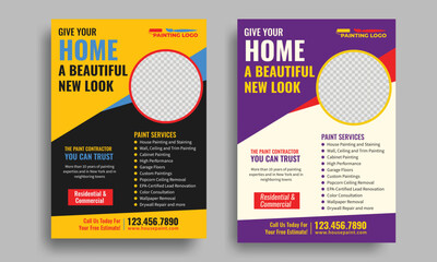 Professional house paint service flyer design templates, best Home Painting Flyer, Paint Contractor flyer
