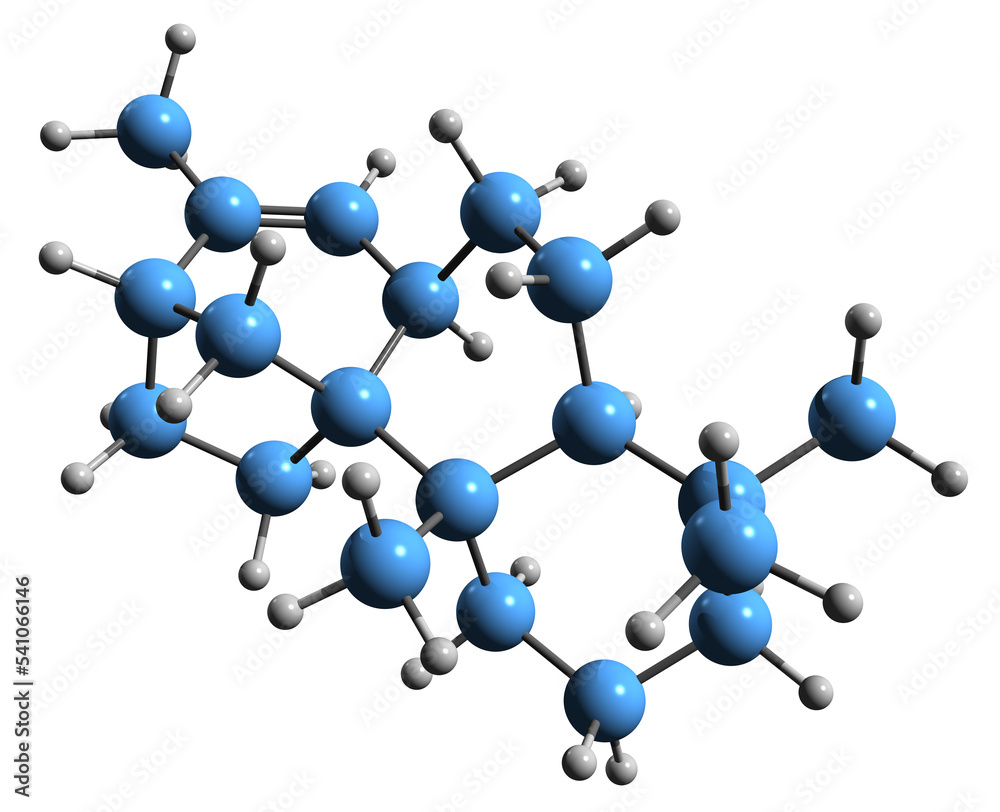 Wall mural  3D image of Stemarene skeletal formula - molecular chemical structure of  rice diterpene hydrocarbon isolated on white background